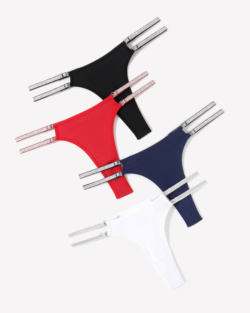 Low Waist Brazilian Tanga Panties 4 Pcs-1 Lingeries-panties - Tophatter Daily Deals