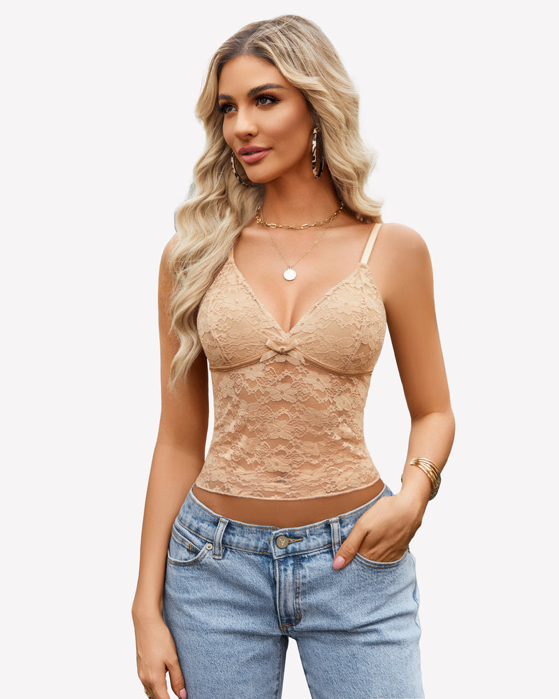 Camisole Top Crop Y2k Tank Beige Lingerie Sets-Bras - Tophatter Daily Deals