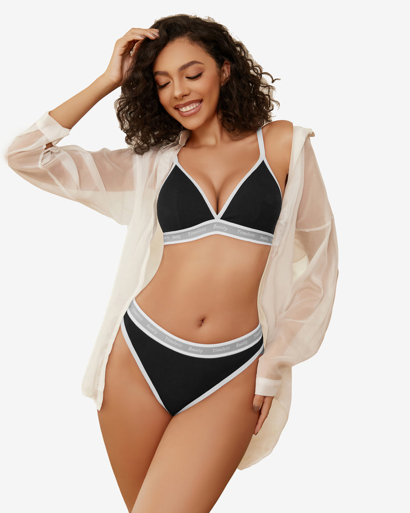 Contrast Bra and Panty Set Lingerie Sets-Bra Sets - Tophatter Daily Deals