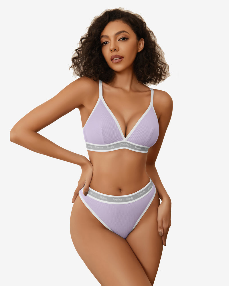 Contrast Bra and Panty Set Lingerie Sets-Bra Sets - Tophatter Daily Deals