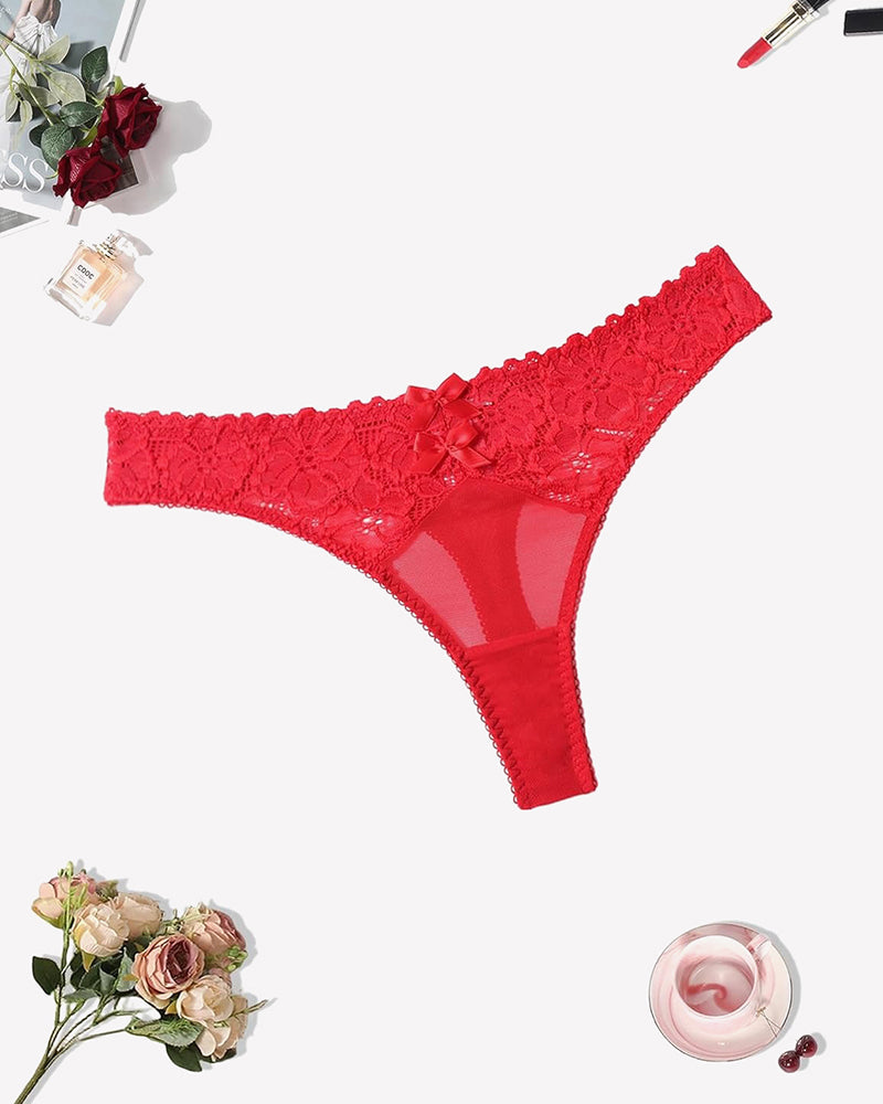Lace Thongs Low Waist Cheeky Panties Red Lingeries-panties - Tophatter Daily Deals
