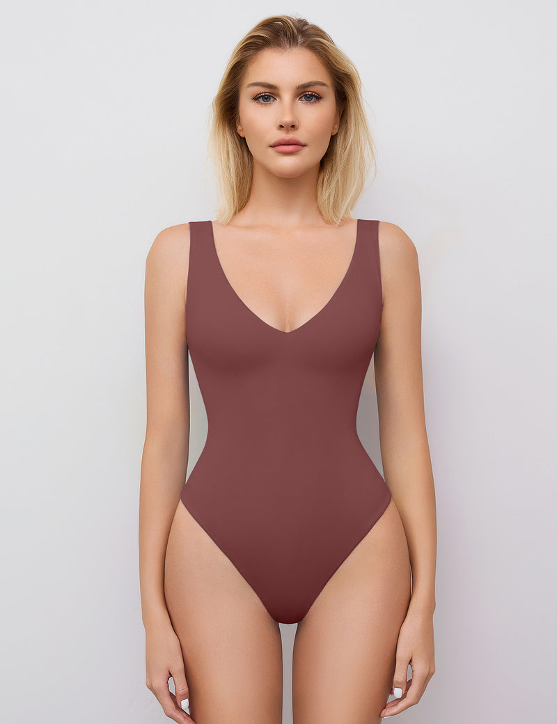 Double Lined Bodysuit Leotard Purple Red Shaperwear-bodysuit - Tophatter Daily Deals