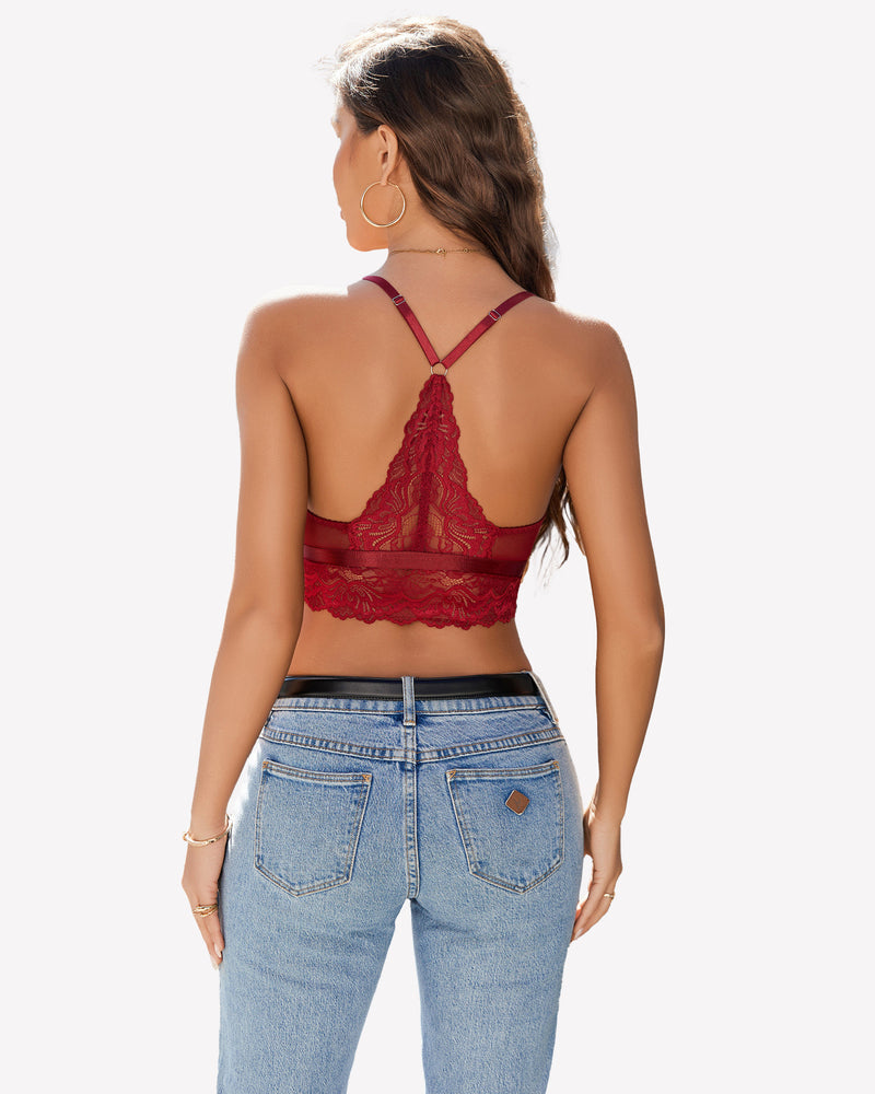 Lace Bra V Neck Racerback Cami Tank Lingerie Sets-Bras - Tophatter Daily Deals
