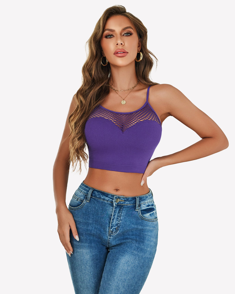 Fishnet Crop Tops Y2k Bralette Purple Lingerie Sets-Bras - Tophatter Daily Deals