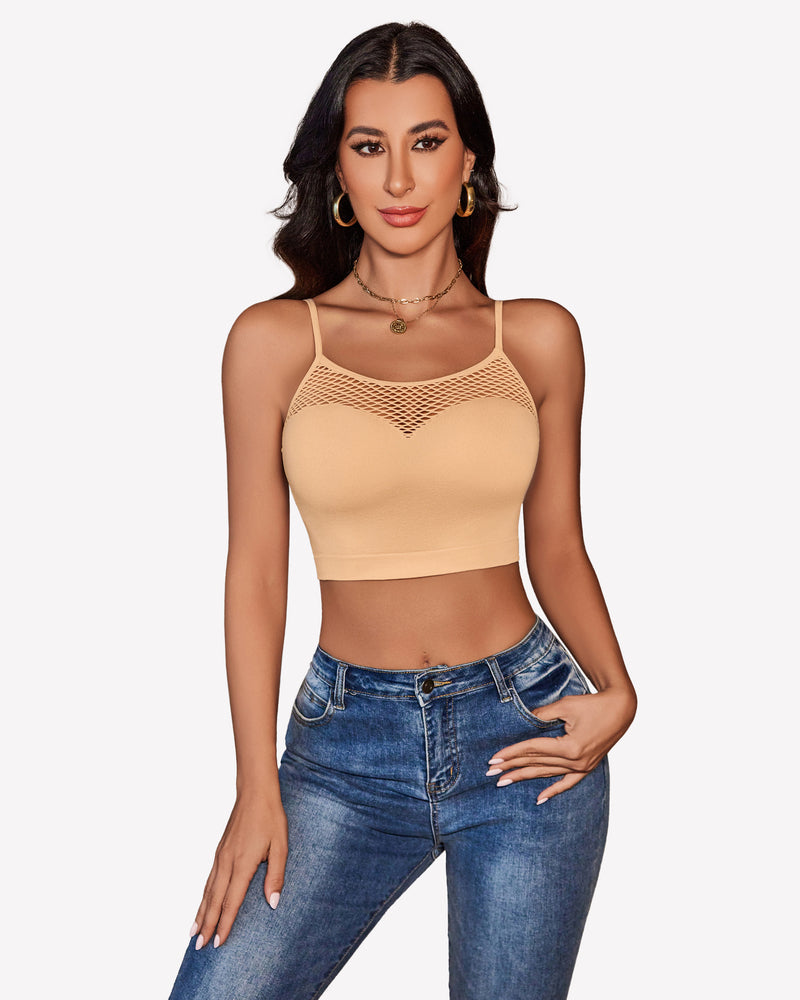 Fishnet Crop Tops Y2k Bralette Camel Lingerie Sets-Bras - Tophatter Daily Deals