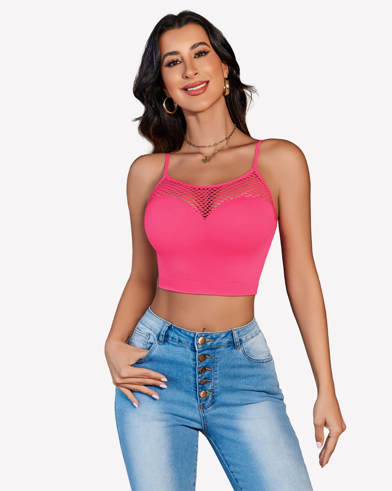 Fishnet Crop Tops Y2k Bralette Rose Pink Lingerie Sets-Bras - Tophatter Daily Deals