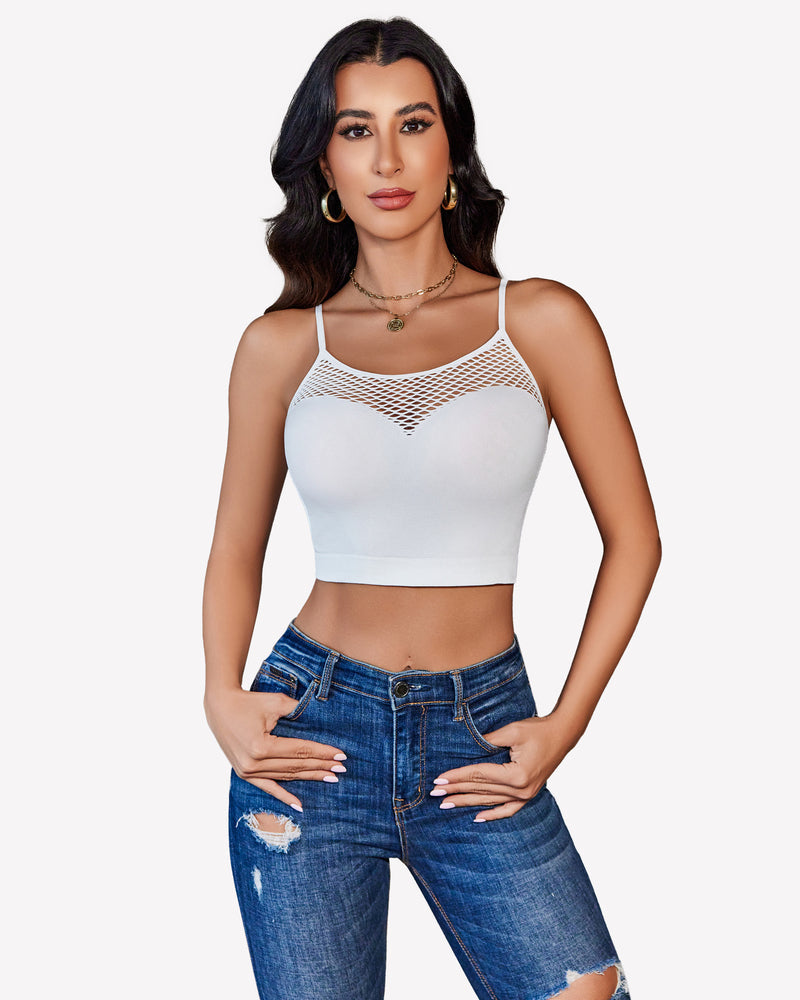 Fishnet Crop Tops Y2k Bralette White Lingerie Sets-Bras - Tophatter Daily Deals