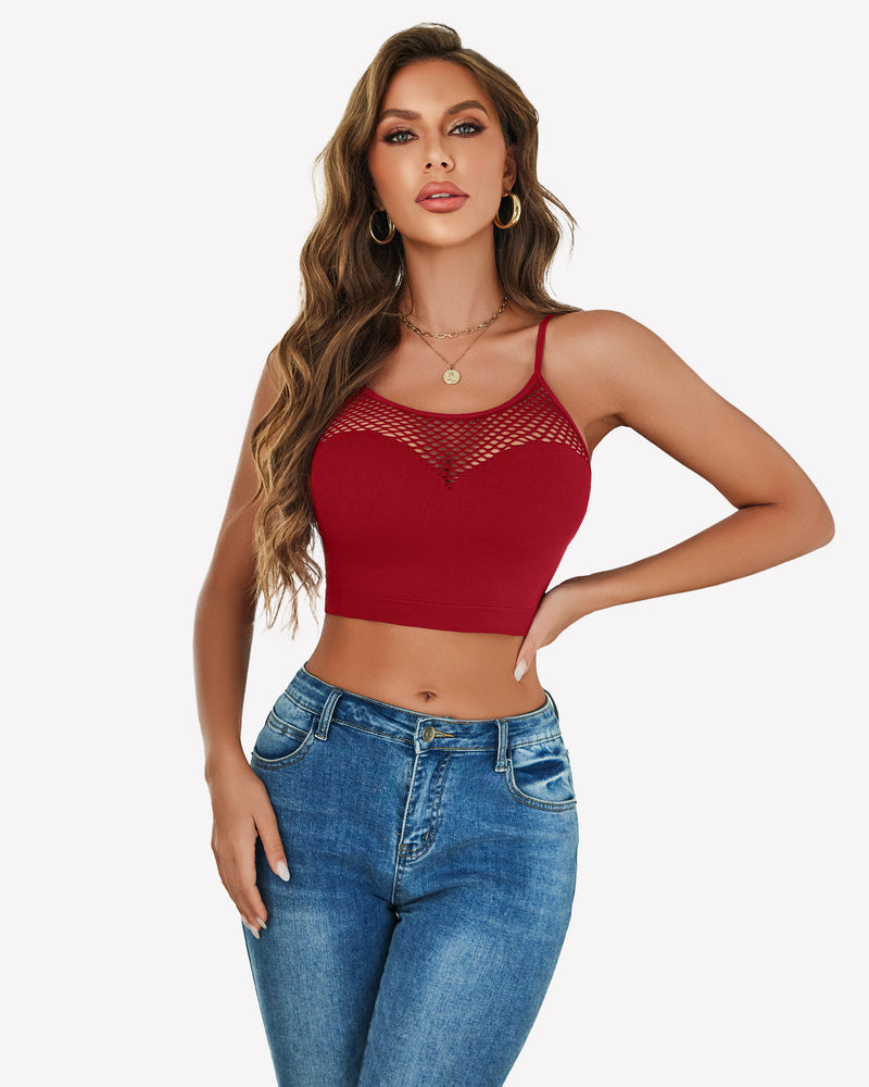 Fishnet Crop Tops Y2k Bralette Wine Red Lingerie Sets-Bras - Tophatter Daily Deals