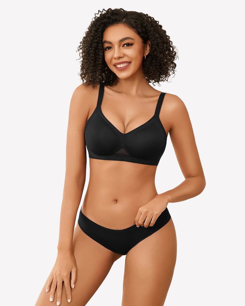 Seamless Wireless Bras with Soft Support Black Lingerie Sets-Bras - Tophatter Daily Deals