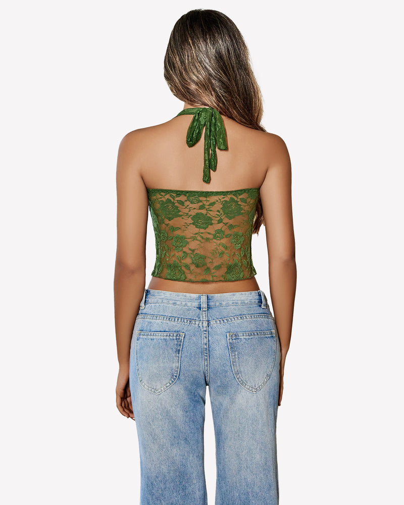Y2K Halter Tops Lace Tank Top Lingerie Sets-Bras - Tophatter Daily Deals