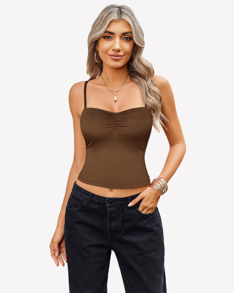 Camisoles Crop Top Ruched Cute Outfits Lingerie Sets-Bras - Tophatter Daily Deals