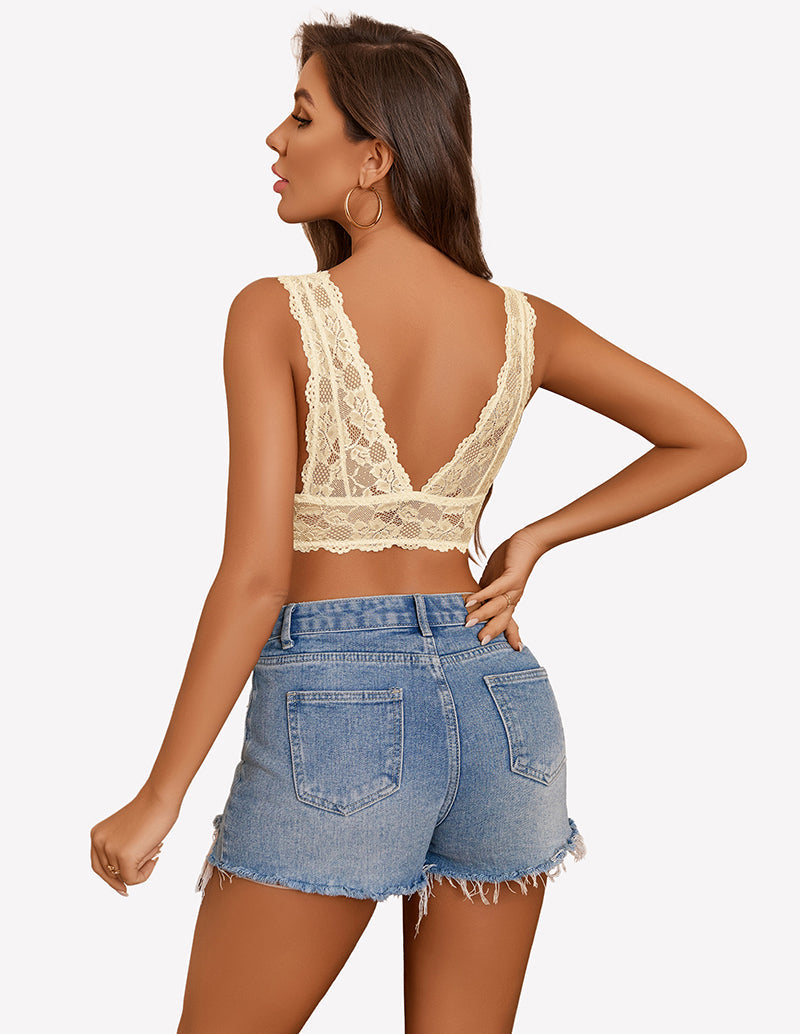 Lace Bra Non Padded Longline Bralette Lingerie Sets-Bras - Tophatter Daily Deals