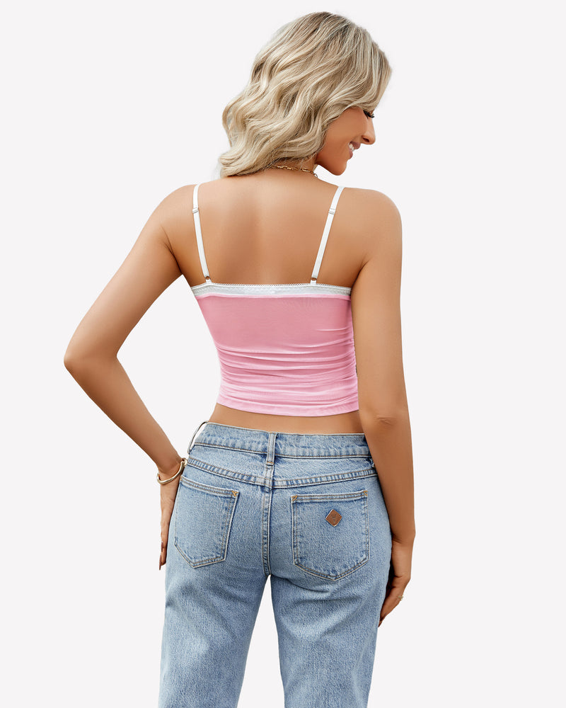 Ruched Y2K Tank Top Mesh Crop Tops Lingerie Sets-Bras - Tophatter Daily Deals