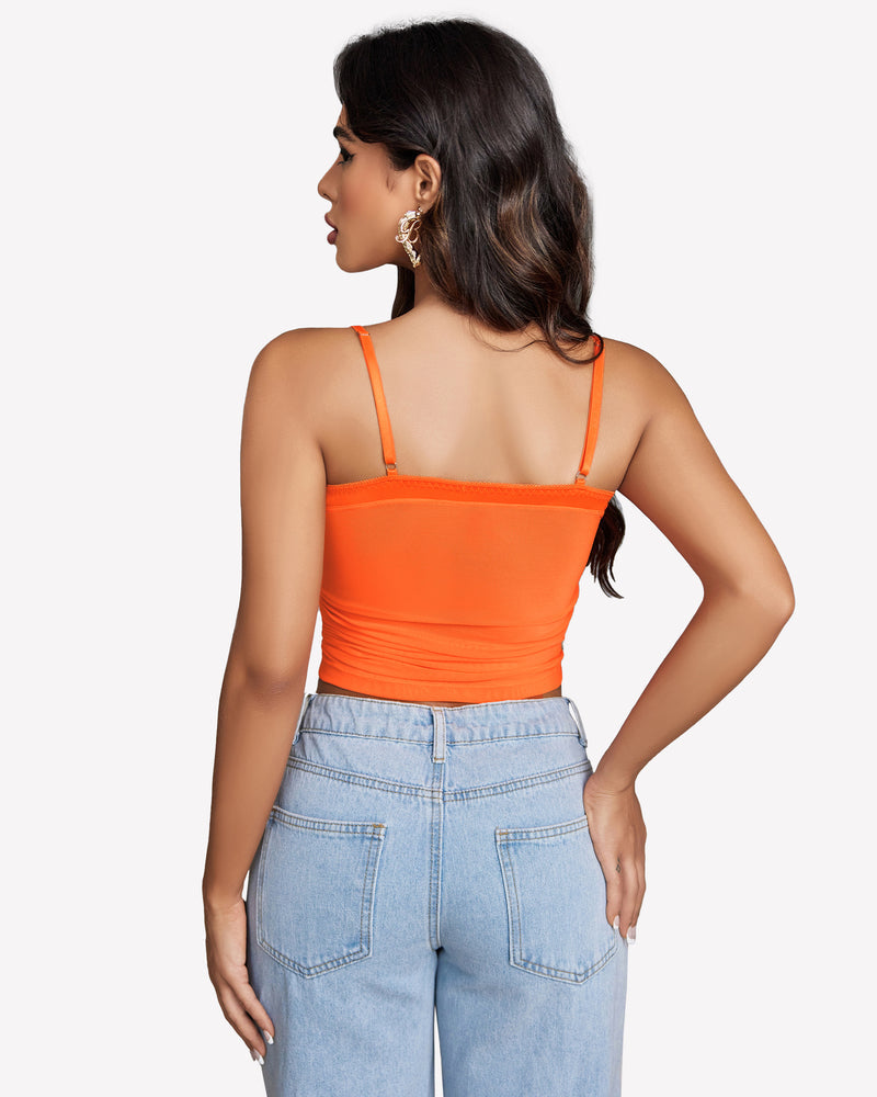 Ruched Y2K Tank Top Mesh Crop Tops Lingerie Sets-Bras - Tophatter Daily Deals