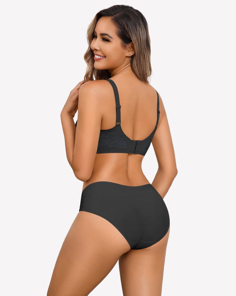Wireless Lace Seamless Padded V Neck Bra Lingerie Sets-Bras - Tophatter Daily Deals