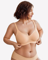 Wireless Lace Seamless Padded V Neck Bra Nude Lingerie Sets-Bras - Tophatter Daily Deals