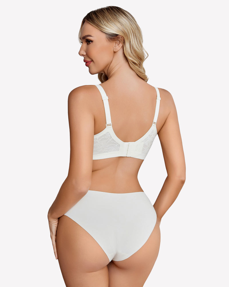Wireless Lace Seamless Padded V Neck Bra Lingerie Sets-Bras - Tophatter Daily Deals