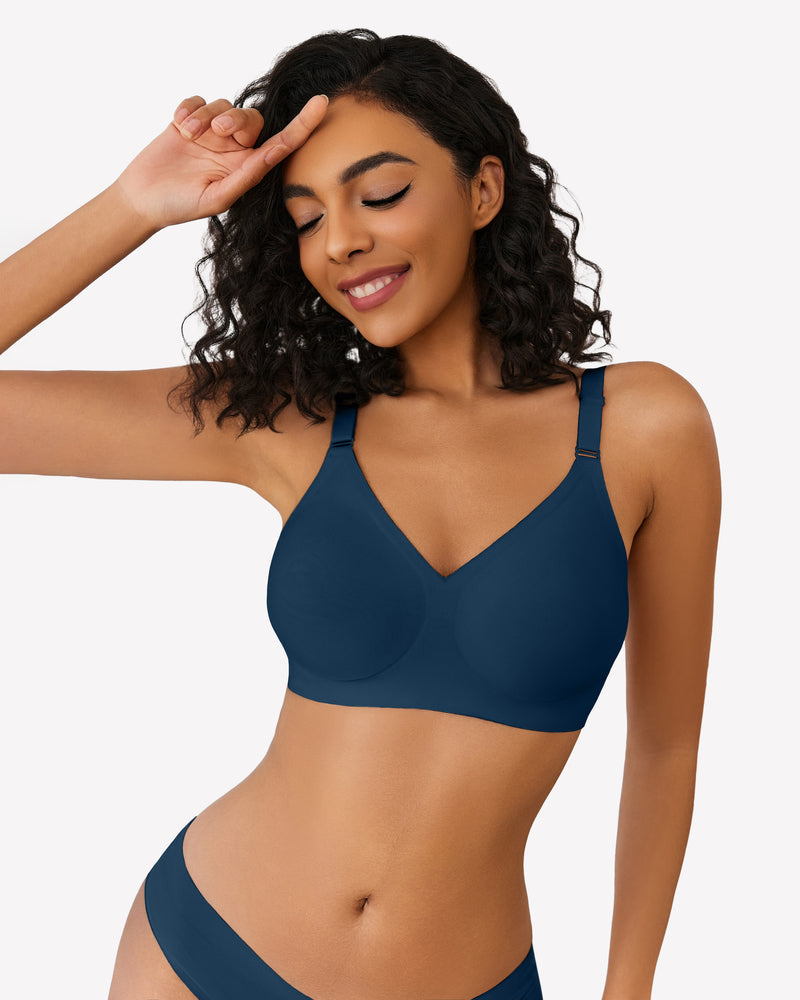 Wireless Bras Push Up No Underwire Bra Navy Blue Lingerie Sets-Bras - Tophatter Daily Deals