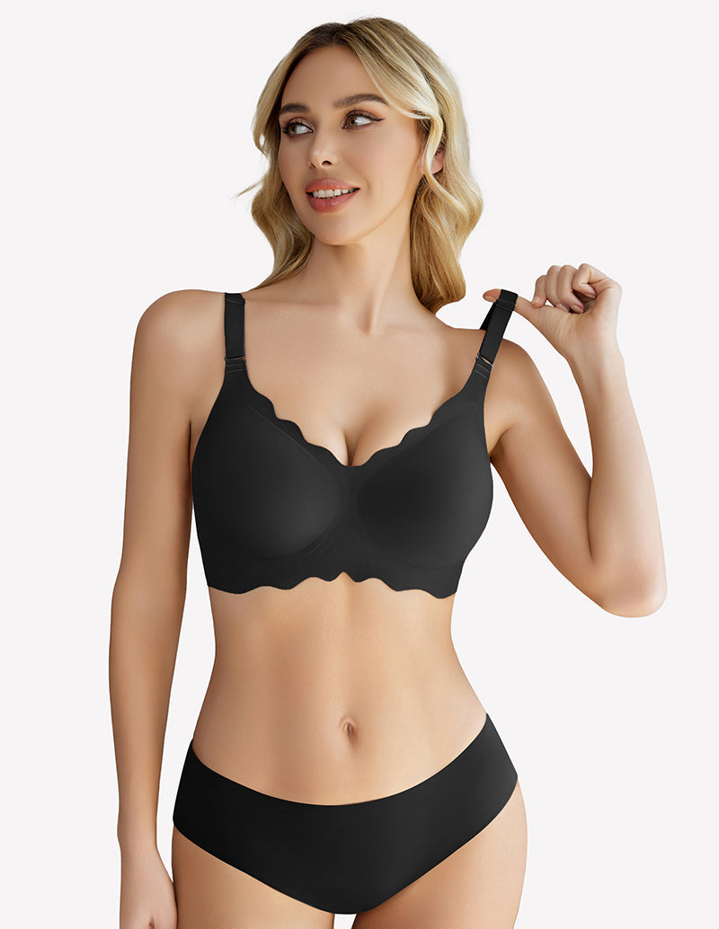 Wireless Full Coverage Push Up Bar Black Lingerie Sets-Bras - Tophatter Daily Deals
