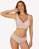 Wireless V Neck Seamless Full Coverage Bra Lingerie Sets-Bras - Tophatter Daily Deals