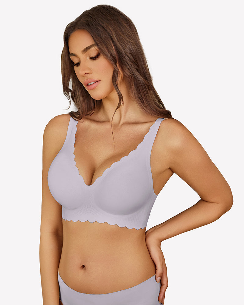 Wireless V Neck Seamless Full Coverage Bra Lingerie Sets-Bras - Tophatter Daily Deals