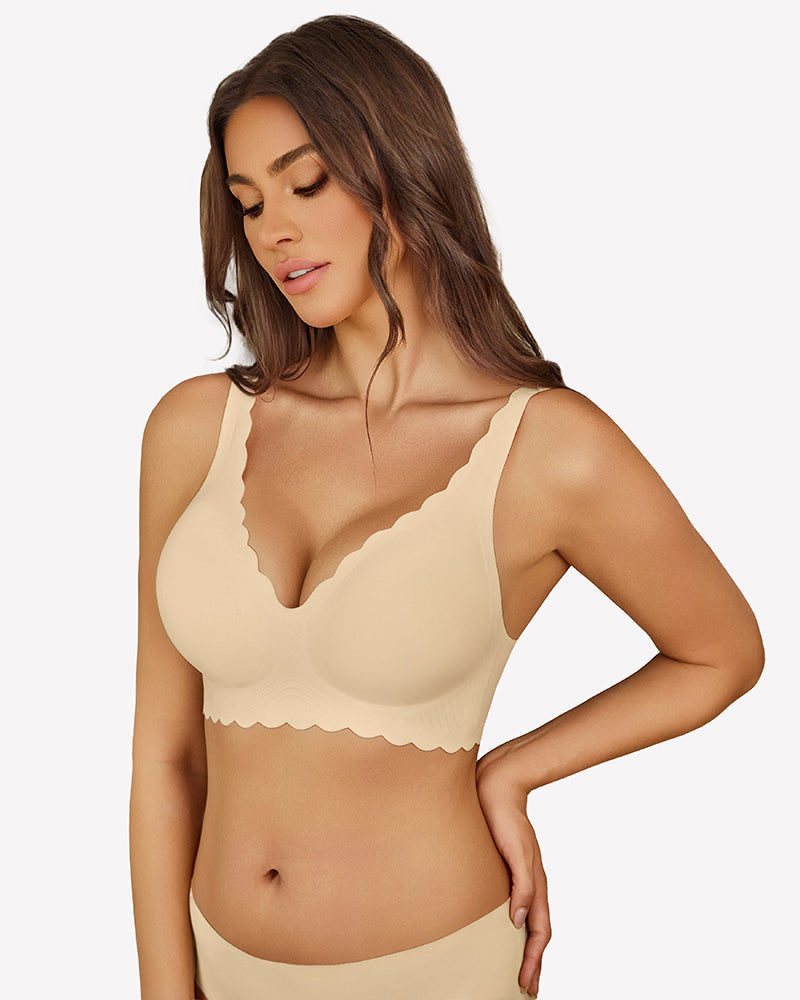 Wireless V Neck Seamless Full Coverage Bra Lingerie Sets-Bras - Tophatter Daily Deals
