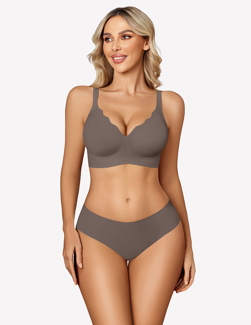 Seamless Bralettes Wireless Push Up Bra Grey Lingerie Sets-Bras - Tophatter Daily Deals