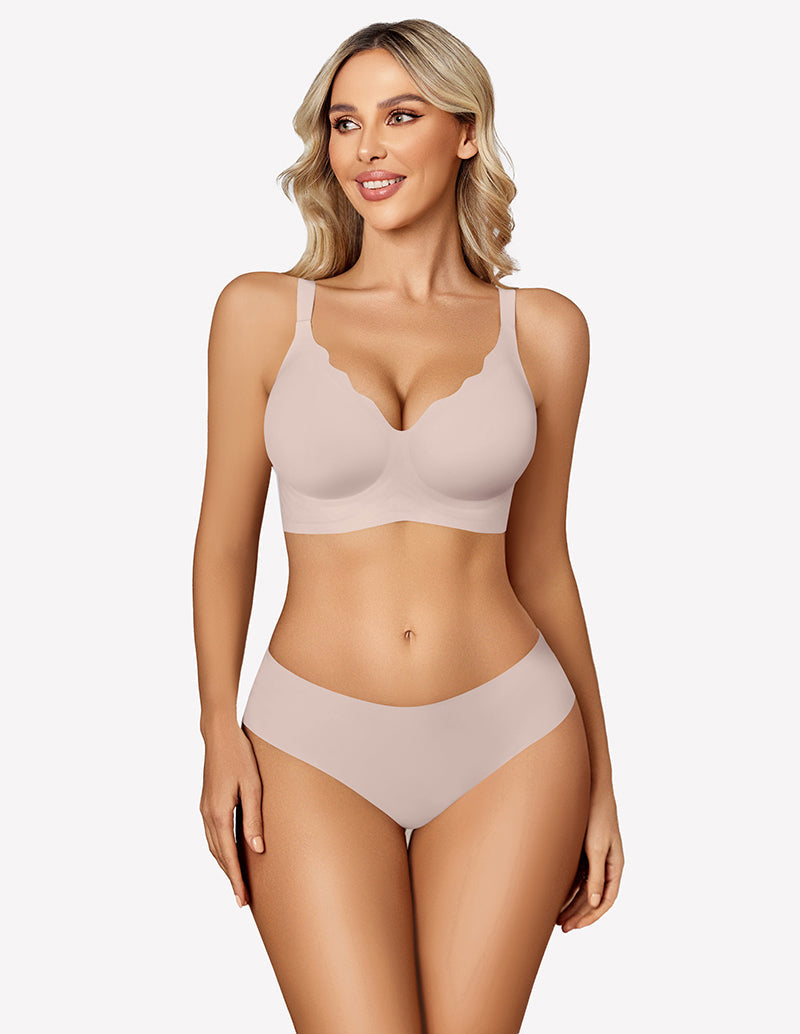 Seamless Bralettes Wireless Push Up Bra Pink Lingerie Sets-Bras - Tophatter Daily Deals