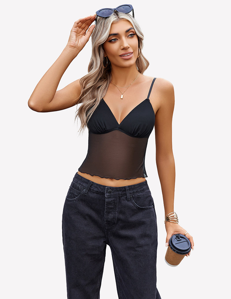 Crop Top Mesh Y2K Tank Tops Lingerie Sets-Bras - Tophatter Daily Deals