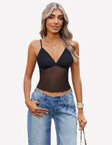 Crop Top Mesh Y2K Tank Tops Black Lingerie Sets-Bras - Tophatter Daily Deals