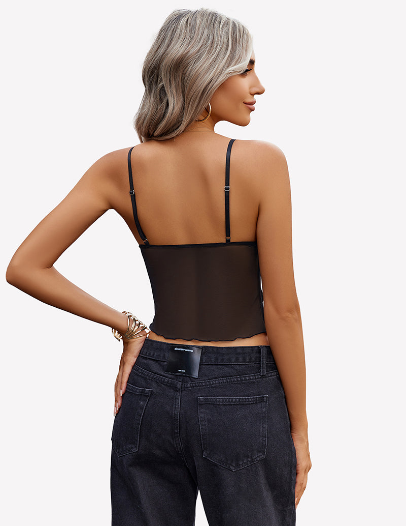 Crop Top Mesh Y2K Tank Tops Lingerie Sets-Bras - Tophatter Daily Deals