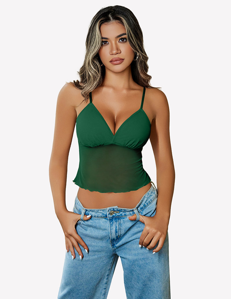Crop Top Mesh Y2K Tank Tops Lake Green Lingerie Sets-Bras - Tophatter Daily Deals