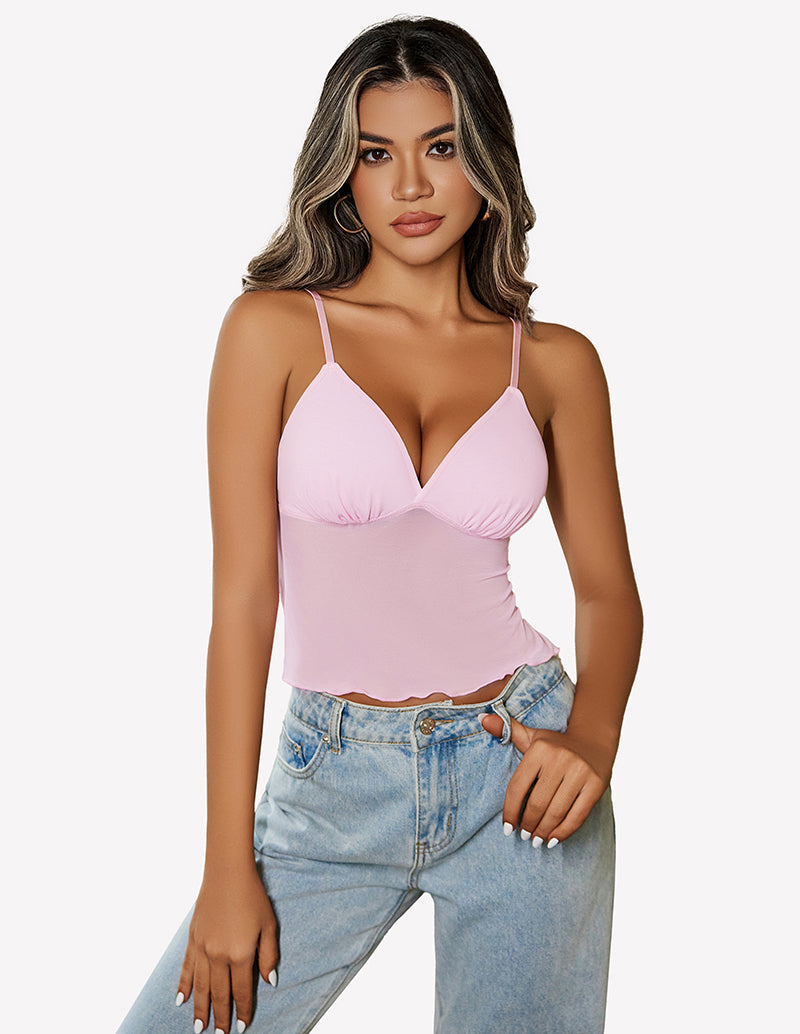 Crop Top Mesh Y2K Tank Tops Pink Lingerie Sets-Bras - Tophatter Daily Deals