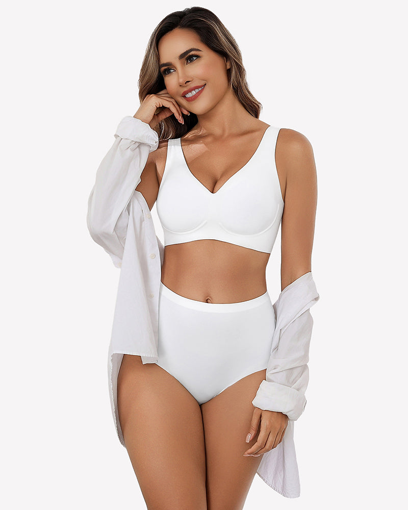 Seamless Bralette Full Coverage V Neck Bras Lingerie Sets-Bras - Tophatter Daily Deals