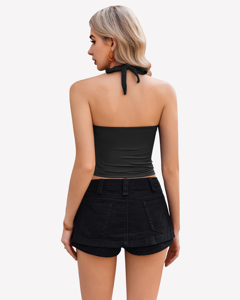 Halter Crop Top Going Out Tank Crop Top Lingerie Sets-Bras - Tophatter Daily Deals