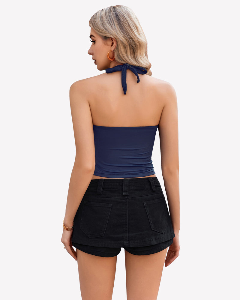 Halter Crop Top Going Out Tank Crop Top Lingerie Sets-Bras - Tophatter Daily Deals