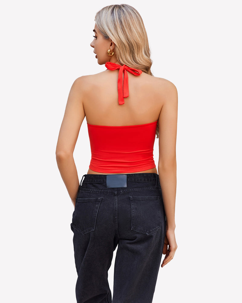 Halter Crop Top Going Out Tank Crop Top Lingerie Sets-Bras - Tophatter Daily Deals