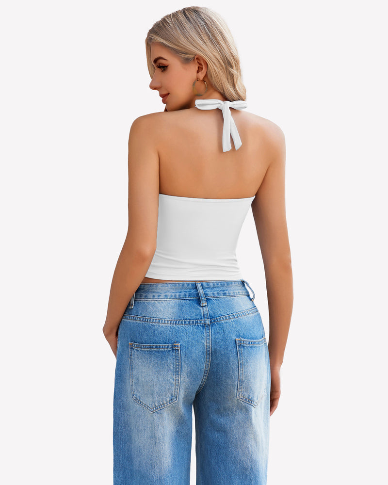 Halter Crop Top Going Out Tank Crop Top Lingerie Sets-Bras - Tophatter Daily Deals