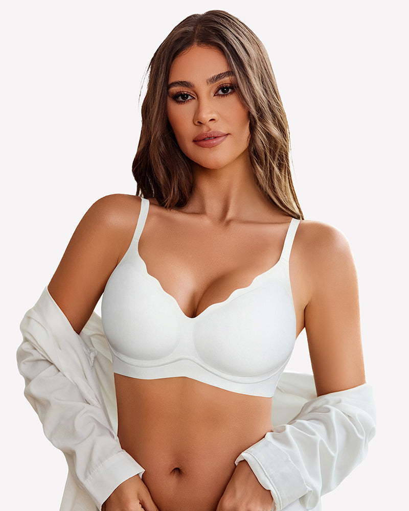 Seamless Push Up Wireless Full Bra White Lingerie Sets-Bras - Tophatter Daily Deals