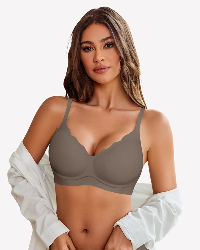 Seamless Push Up Wireless Full Bra Grey Lingerie Sets-Bras - Tophatter Daily Deals