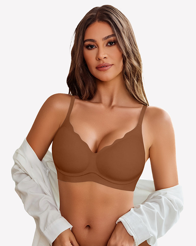Seamless Push Up Wireless Full Bra Brown Lingerie Sets-Bras - Tophatter Daily Deals