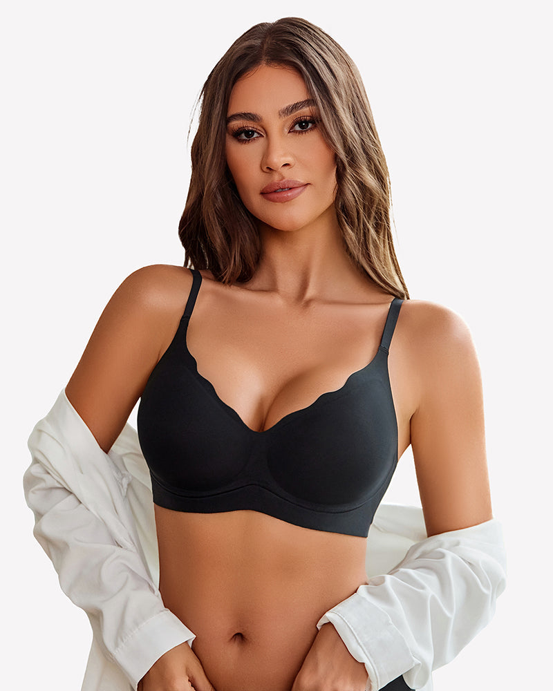 Seamless Push Up Wireless Full Bra Black Lingerie Sets-Bras - Tophatter Daily Deals