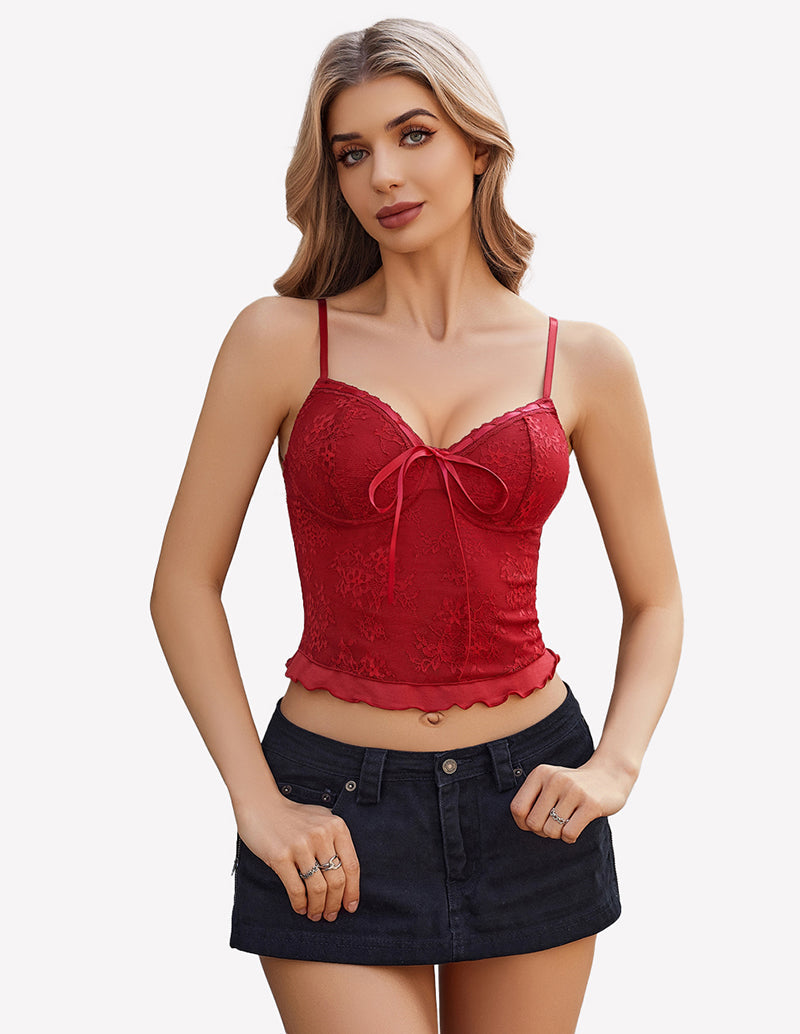 Tank Top Going Out Y2k Lace Tops Red Lingerie Sets-Bras - Tophatter Daily Deals