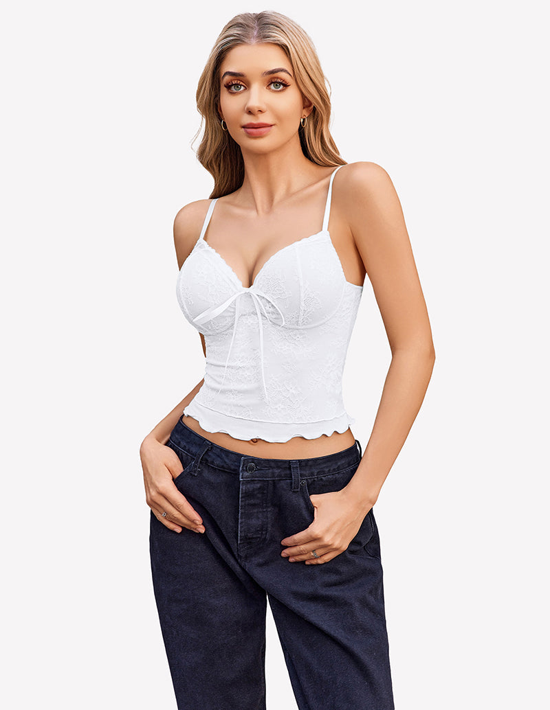 Tank Top Going Out Y2k Lace Tops White Lingerie Sets-Bras - Tophatter Daily Deals
