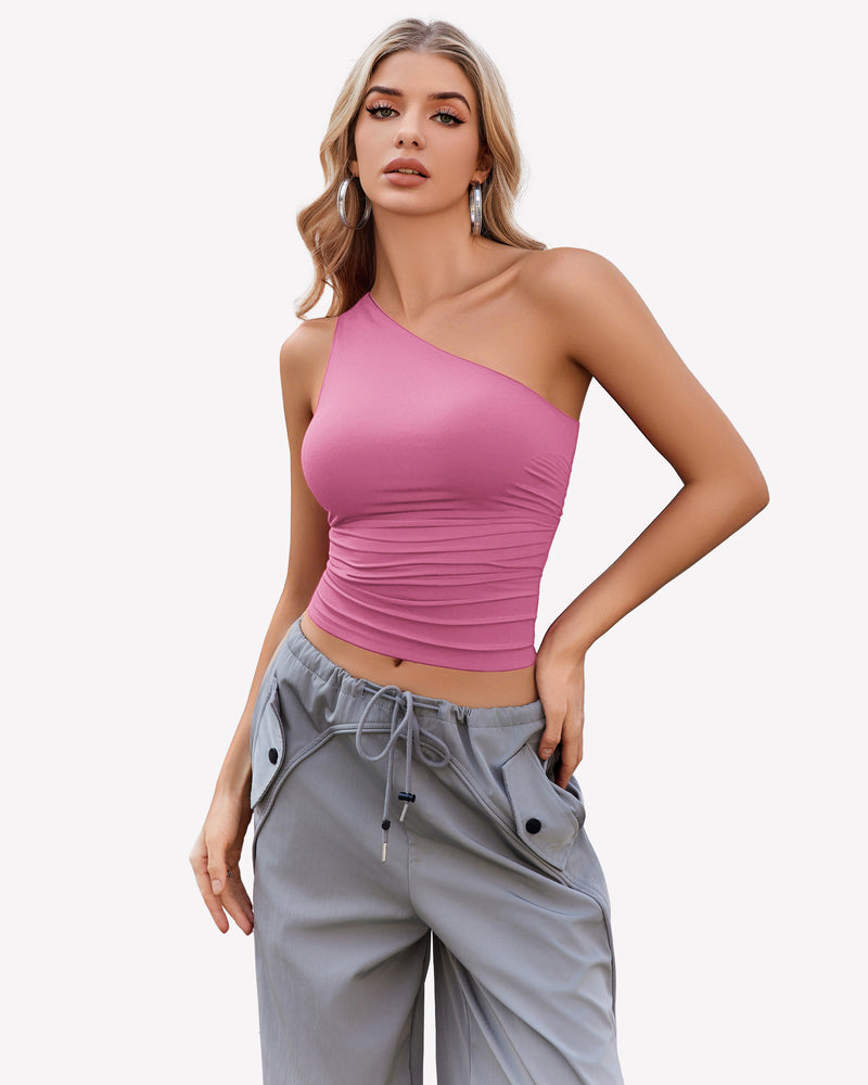 One Shoulder Tank Top Crop Tops Lingeries-Crop tops - Tophatter Daily Deals