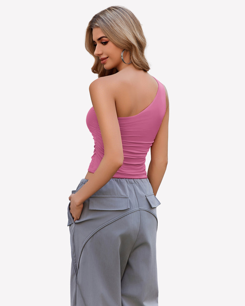 One Shoulder Tank Top Crop Tops Lingeries-Crop tops - Tophatter Daily Deals
