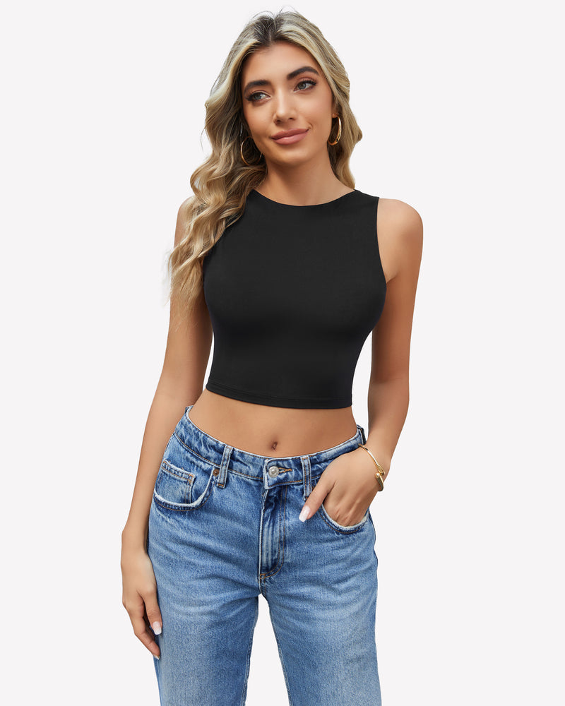 Tank Top Double Lined Crop Tops Black Lingerie Sets-Bras - Tophatter Daily Deals
