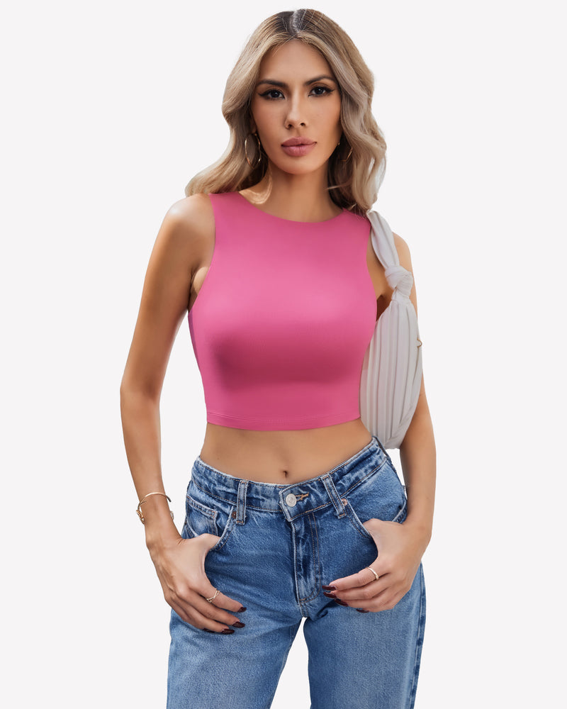 Tank Top Double Lined Crop Tops Pink Lingerie Sets-Bras - Tophatter Daily Deals