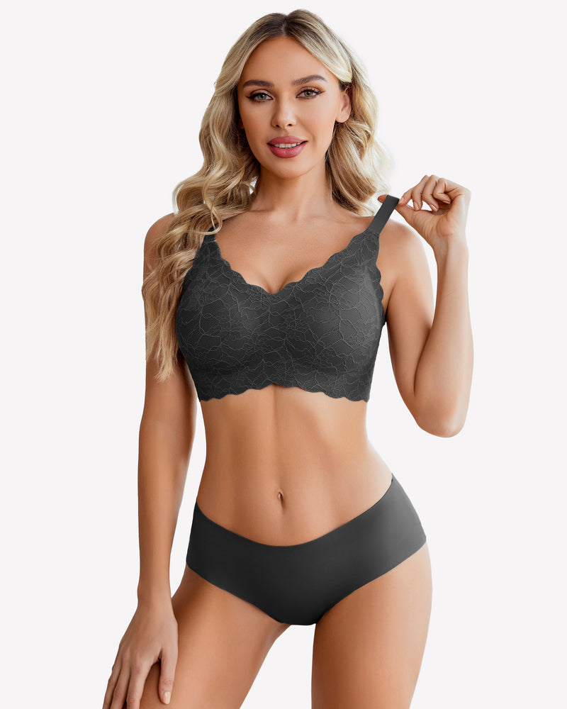 Wireless Full Coverage Lace Bra Lingerie Sets-Bras - Tophatter Daily Deals