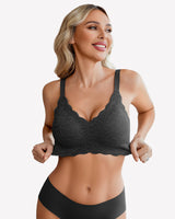 Wireless Full Coverage Lace Bra Black Lingerie Sets-Bras - Tophatter Daily Deals
